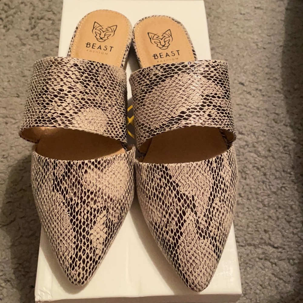 Snake skin mules